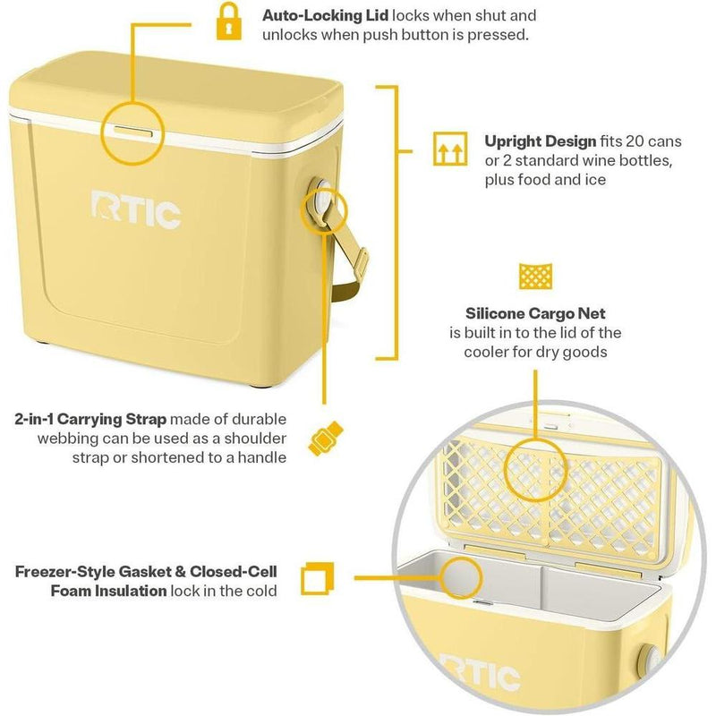 RTIC Enfriador de viaje asfaltico portátil, ideal para exteriores, playa, picnic, campamento y deportes