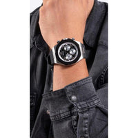 GUESS Reloj de pulsera para hombre, caja de acero inoxidable resistente al agua, banda de silicona, movimiento de cuarzo exacto