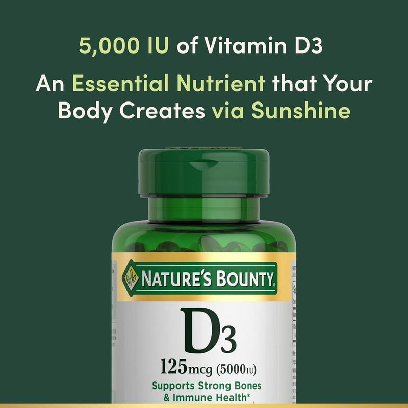 Cápsulas blandas de liberación rápida de Vitamina D3 de Nature's Bounty, apoyo inmunológico, suplemento para huesos fuertes
