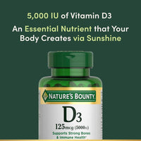 Cápsulas blandas de liberación rápida de Vitamina D3 de Nature's Bounty, apoyo inmunológico, suplemento para huesos fuertes