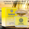 Verse Golden Crystal para mujer, fragancia floral afrutada, cítricos en notas superiores, base de madera y almizcle