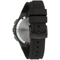 Bulova Maquina Sport - Reloj de cuarzo para hombre con caja de acero inoxidable negro, cronógrafo 6 manecillas y correa de silicona