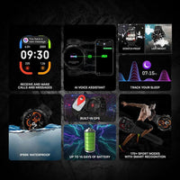 CARBINOX Blaze Smartwatch con GPS, resistente, 170+ modos deportes, Gorilla Glass, llamadas, compatible Android iOS