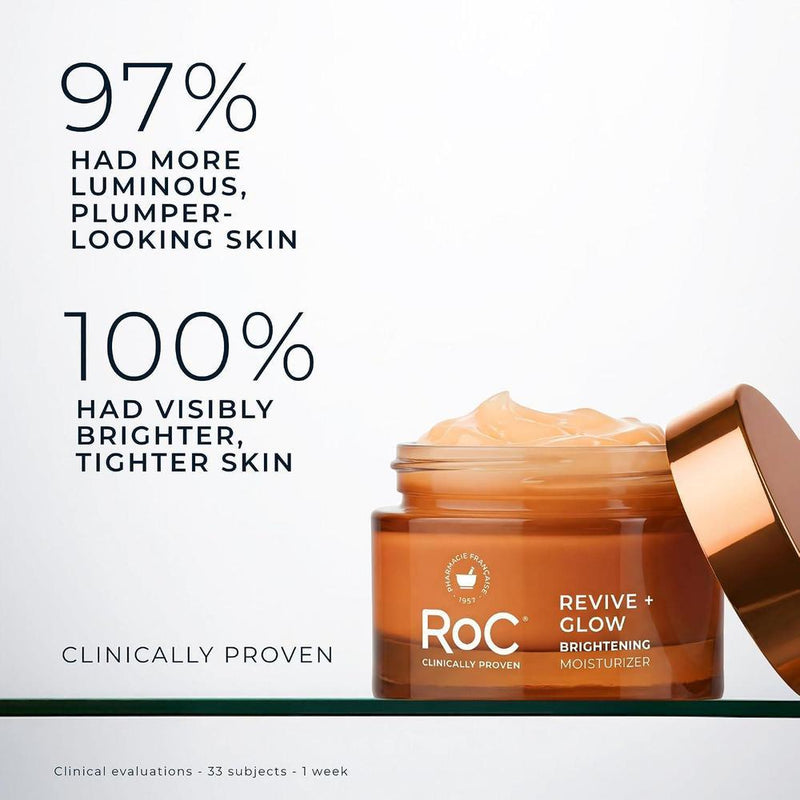 RoC Revive + Glow Hidratante Facial 10% Vitamina C Gel Antienvejecimiento Hipoalergénico Sin Aceite 50ml