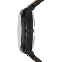 Reloj de Pulsera Automático Fossil Everett en Acero Inoxidable con Correa de Cuero, Esfera Negra y Resistente al Agua