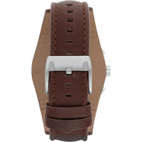 Reloj Fossil Coachman de cuarzo, acero inoxidable y cuero, cronógrafo analógico resistente al agua, color marrón y negro