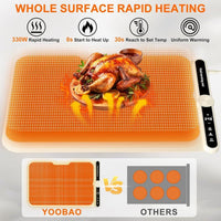 Tapete de Calentamiento para Alimentos de Silicona con 9 Modos de Temperatura y Temporizador de Apagado Automático
