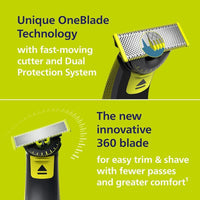Philips Norelco OneBlade 360 Hybrid Face recortadora de barba eléctrica con cuchilla 360 y peine ajustable, modelo QP2724/90