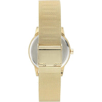Reloj de pulsera para mujer Nine West en dorado con acero inoxidable, cristal resistente y diseño floral elegante