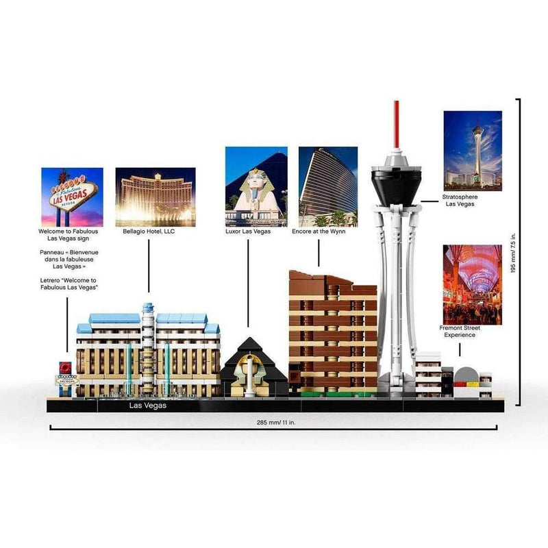 LEGO Architecture Skyline Collection Las Vegas, kit de construcción de 487 piezas, recrea atracciones icónicas de la ciudad