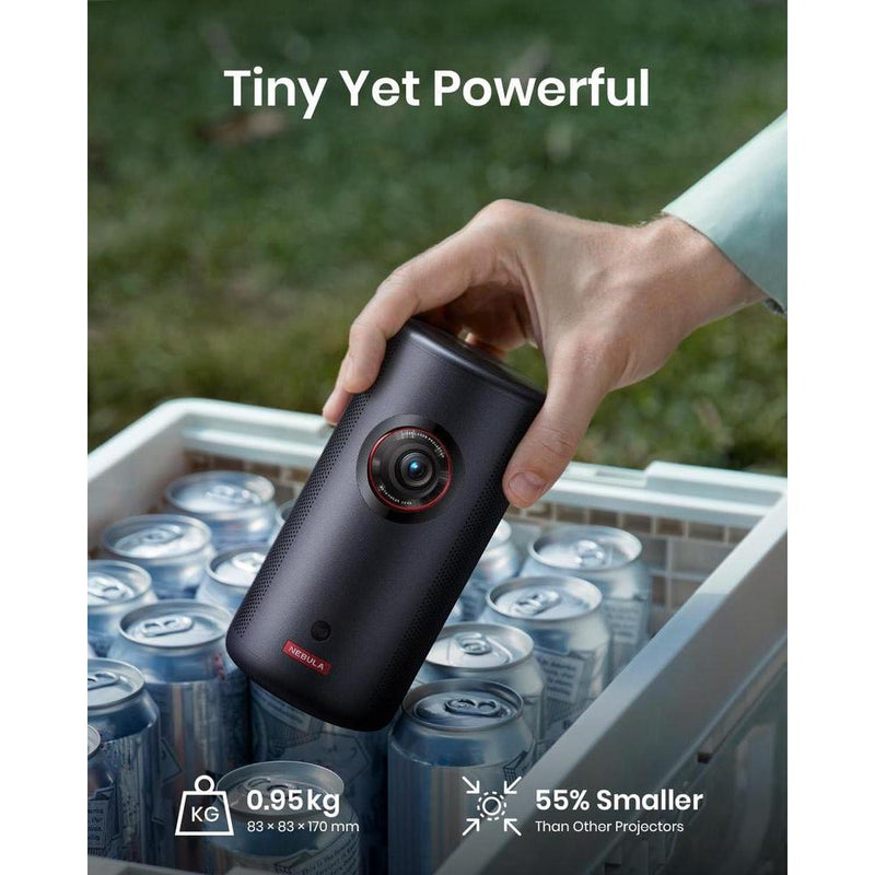 Proyector NEBULA Capsule 3 Láser, Mini TV Inteligente Wi-Fi Portátil con Google TV, Netflix, Dolby Digital y Batería