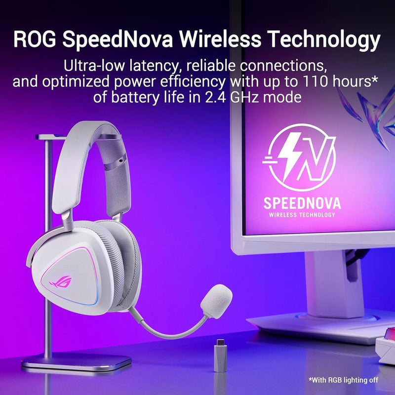ASUS ROG Delta II Wireless Gaming Headset con batería 110 horas, micrófono desmontable y drivers recubiertos de titanio