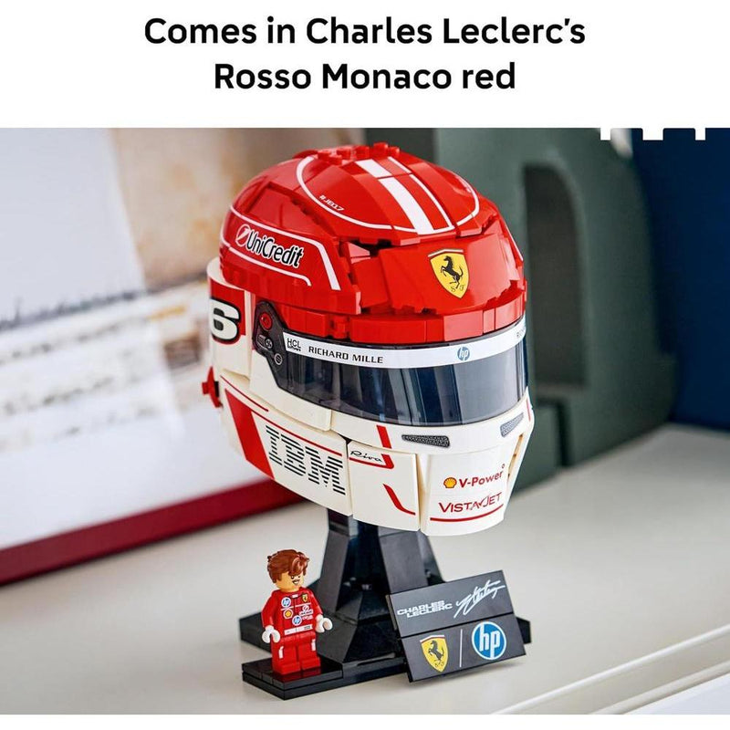 LEGO Scuderia Ferrari Charles Leclerc Casco - Juego de construcción para adolescentes y fanáticos de la F1