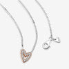 Collar de corazón Pandora en plata de ley, oro rosa de 14k y circonita cúbica