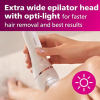 Philips Epilator Series 8000 5 en 1 Afeitadora para Mujer, Recortadora, Pedicura y Exfoliante Corporal con 9 Accesorios, BRE740/14