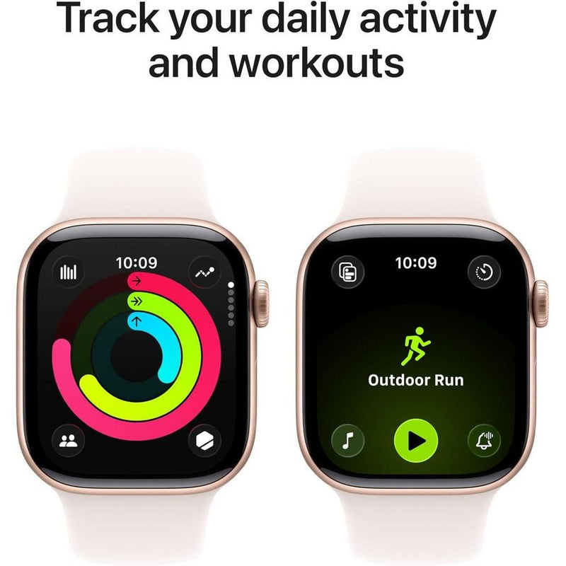 Apple Watch Series 11 con GPS, caja de aluminio oro rosa y correa deportiva rubor claro, seguimiento de salud y fitness