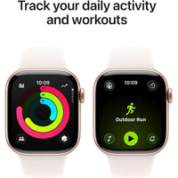 Apple Watch Series 11 con GPS, caja de aluminio oro rosa y correa deportiva rubor claro, seguimiento de salud y fitness
