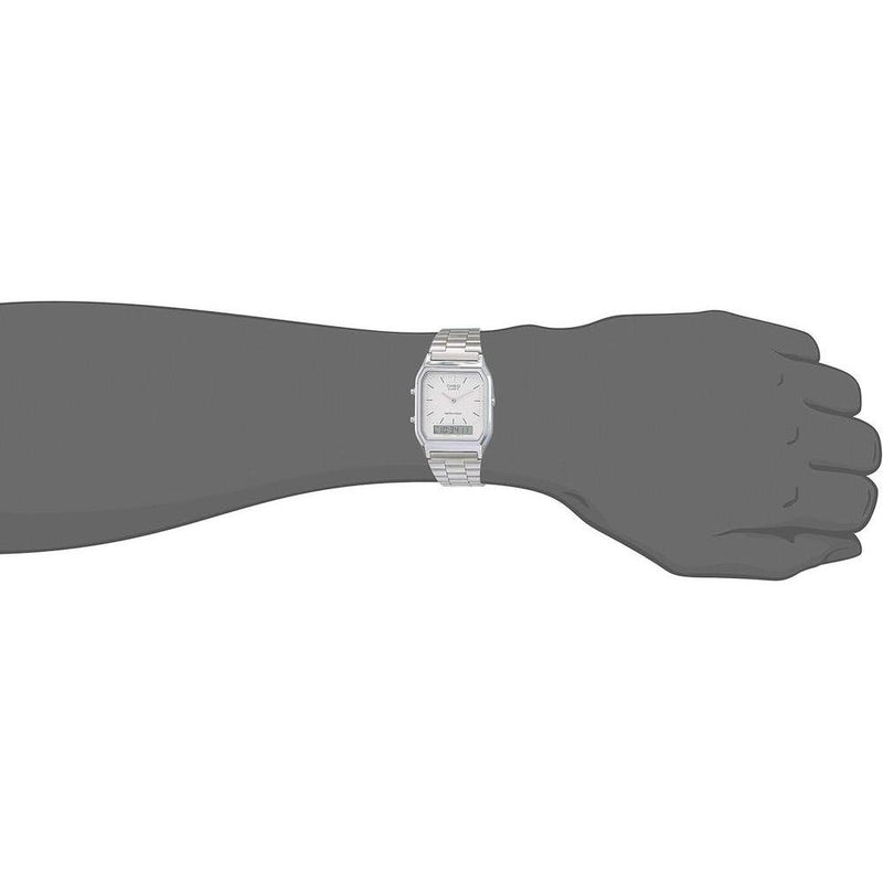 Reloj Casio para Hombre Digital AQ230A-7D Plateado, Elegante con Alarma, Cronógrafo y Resistente al Agua