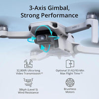 DJI Mini 4K Fly More Combo, dron con cámara UHD, cardán 3 ejes, video 10 km, retorno automático, 3 baterías incluidas