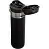 Stanley Quick Flip GO Botella de agua, tapa de botón, a prueba de fugas y plegable para viajes y deportes, acero inoxidable sin BPA, negro