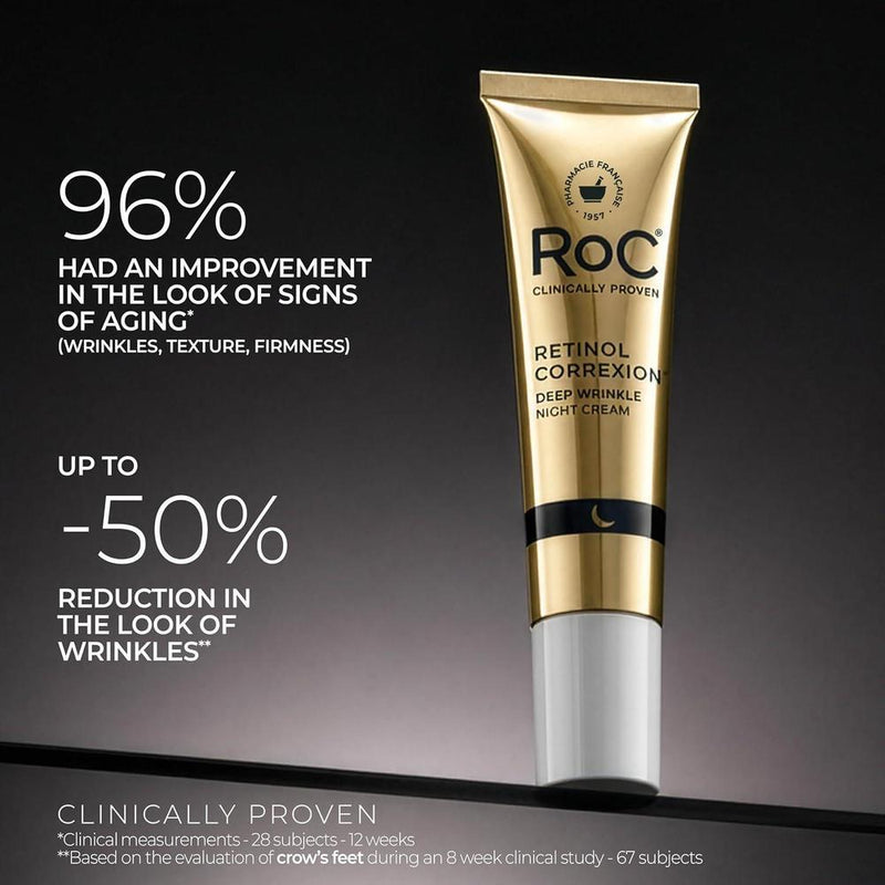 RoC Retinol Correxion Crema De Noche Antienvejecimiento 0.5% Con Manteca De Karité Y Ácido Glicólico 15ml