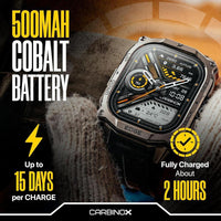 CARBINOX Smartwatch resistente con pantalla AMOLED, acero inoxidable, IP69K/5ATM, GNSS dual, batería 500mAh, Bluetooth