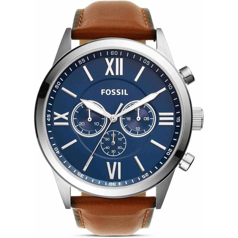 Flynn Cronógrafo: Reloj de Cuero Marrón de Fossil, Elegante y Resistente al Agua, Ideal para Hombres