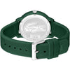 Reloj de cuarzo Lacoste 12.12 Move para hombre con caja de aluminio verde y correa de silicona, diseño monocromático