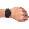 Reloj de pulsera minimalista Fossil de cuarzo para hombre, elegante diseño de acero inoxidable negro resistente a arañazos