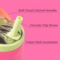 Botella HydroJug de acero inoxidable con popote, térmica, a prueba de fugas, diseño ergonómico, reutilizable, duradera, orquídea