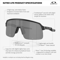 Gafas de sol deportivas Oakley Sutro Lite para hombres en color negro con tecnología Prizm y protección UV100%