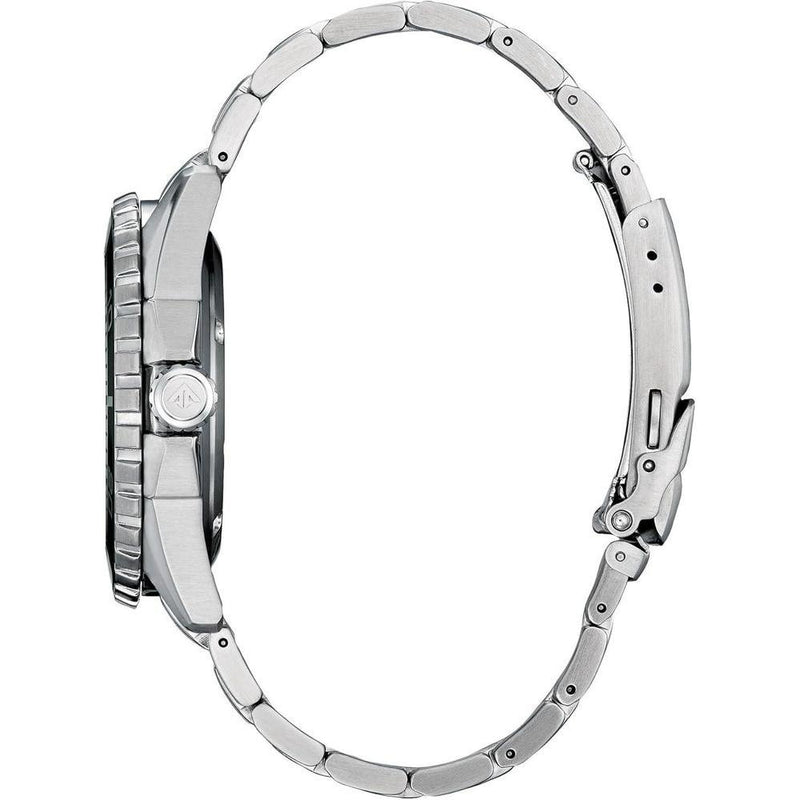 Citizen Eco-Dive Promaster Dive, reloj de pulsera de acero inoxidable plateado para hombre con esfera verde, 3 manecillas y calendario