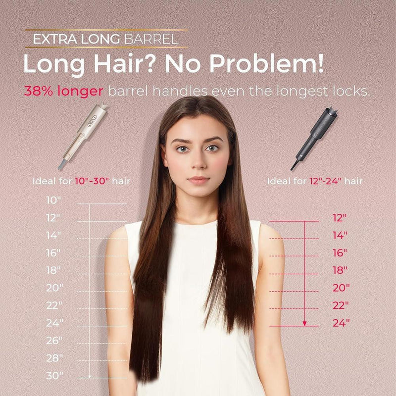 Rizador Automático Rotativo Mejorado TYMO CurlPro Plus con Barril Largo para Cabello Largo, Anti-Quemaduras, Sin Enredos y Iónico