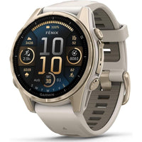 Garmin Fenix 8 Smartwatch Multideporte AMOLED Oro Suave Con Banda Gris Niebla Y Auriculares