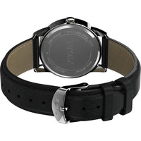 Reloj Timex Easy Reader para hombre con correa de cuero negro, esfera azul y luz Indiglo resistente al agua