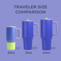 HydroJug Traveler - Moderno vaso con asa y pajilla abatible simple, resistente a las fugas, reutilizable