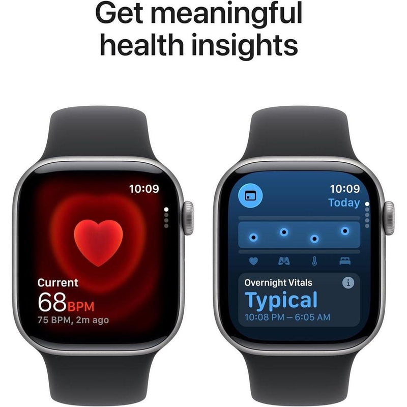 Apple Watch Series 11 GPS con caja de aluminio gris espacial y correa deportiva negra, monitor de salud y fitness