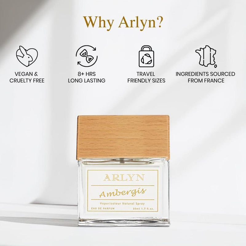 ARLYN Ambergis Eau De Parfum - Fragancia unisex con bergamota y pimienta rosa, vegana y libre de parabenos, ideal para uso diario
