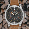 Citizen Reloj Eco-Drive para hombre en acero inoxidable, con correa de cuero marrón, modelo AW1361-10H con calendario y más