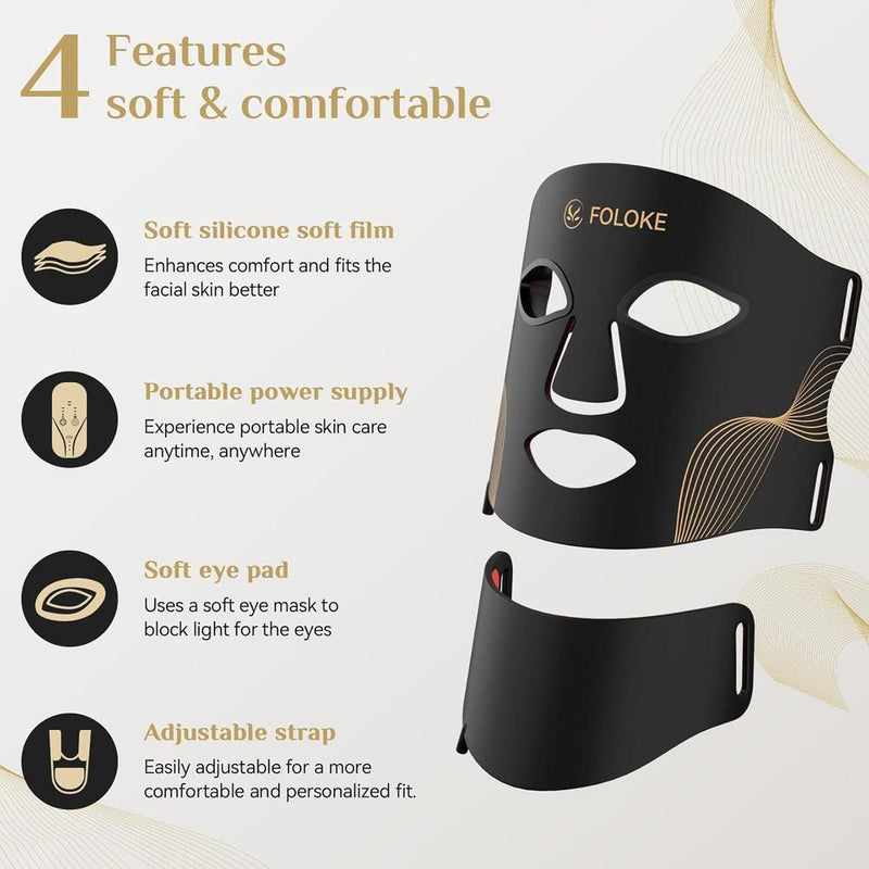 Máscara de terapia LED para cuidado avanzado de la piel facial y de cuello, rejuvenecimiento casero con colágeno