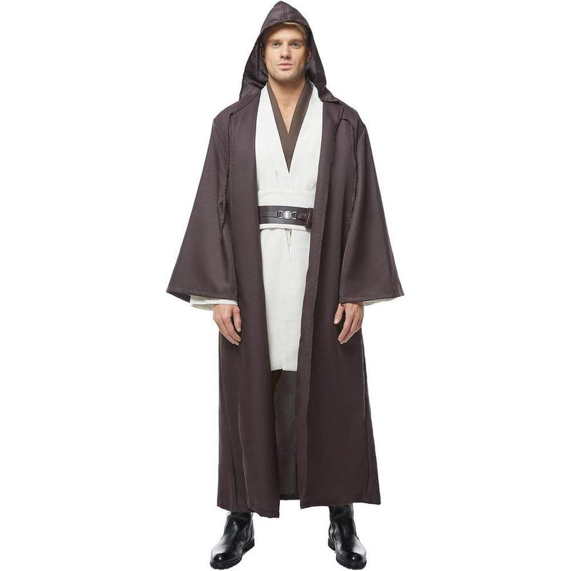 Disfraz de túnica para hombre, disfraz de adulto, bata de Halloween, uniforme con capucha. Incluye túnica, tabardo, cinturón, pantalón y capa.