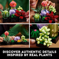 LEGO Icons Succulents - Juego de plantas artificiales para adultos, decoración del hogar, cumpleaños, regalos creativos de inauguración, 10309