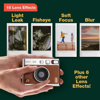 Cámara instantánea híbrida Fujifilm Instax Mini EVO color marrón, impresión de fotos Instax Mini de alta calidad