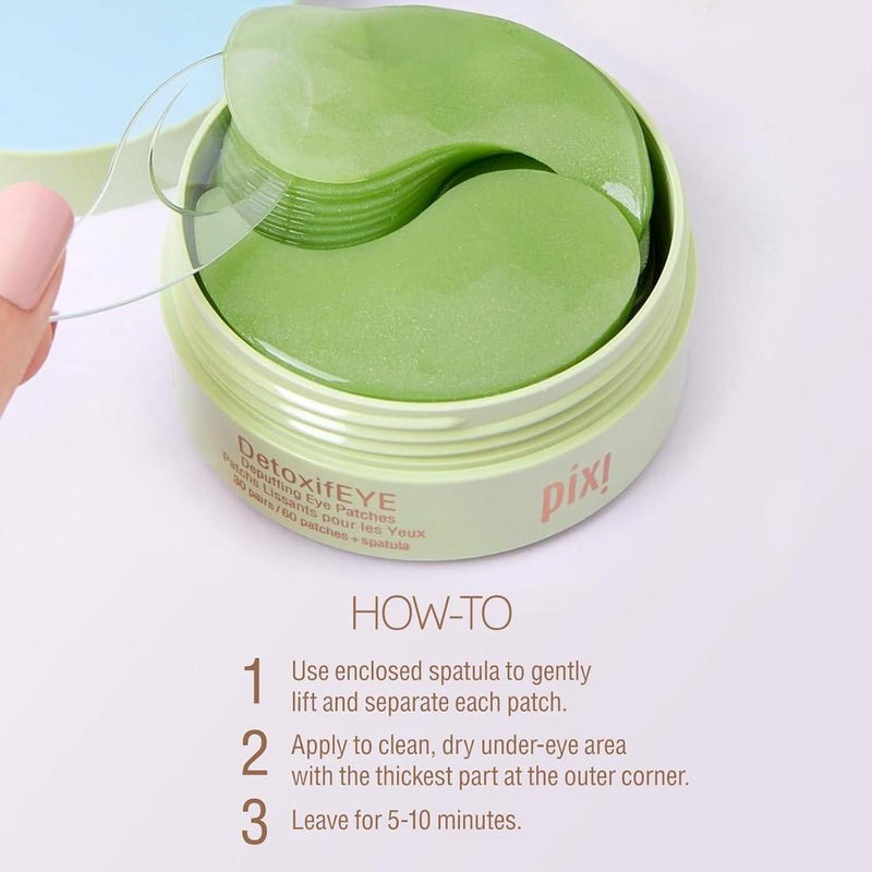Pixi Detoxifeye Parches Hidrogel Ojos Ácido Hialurónico Y Cafeína, Pepino 60 Parches