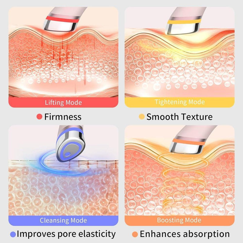 Dispositivo facial 8 en 1 para estiramiento, lifting, terapia LED, masaje vibrante y calidez, cuidado de piel tipo spa en casa