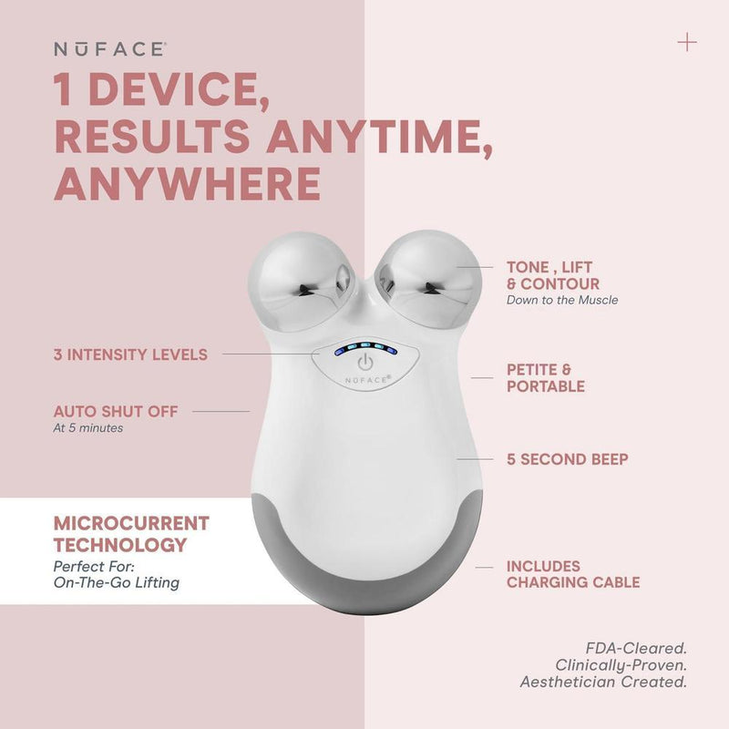NuFACE MINI Classic Microcurrent, dispositivo facial para contornear, levantar, suavizar y tonificar con gel activador