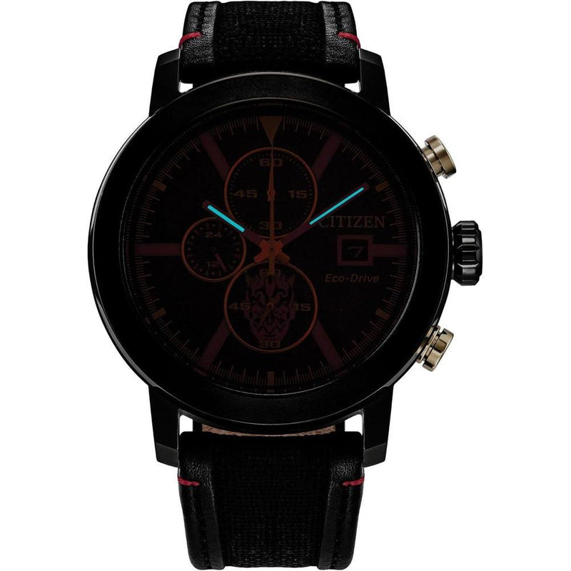 Citizen Eco-Drive Star Wars Darth Maul Mastermind cronógrafo negro con correa de nailon y esfera negra, modelo CA0766-02W
