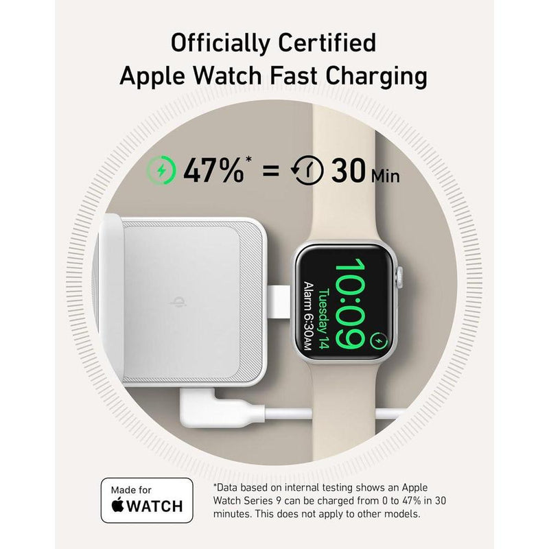 Anker MagGo Estación de Carga Inalámbrica 3 en 1 para iPhone, compatible con MagSafe, cargador plegable 15W Qi2, AirPods, Apple Watch