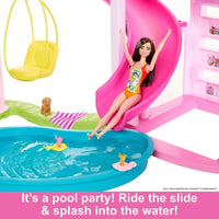 Casa de muñecas Barbie Dreamhouse con tobogán espiral, 75+ accesorios, ascensor para mascotas y zonas de juego