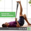 Gaiam Correa de yoga de alta calidad con hebilla de anillo en D metal ajustable, ideal para estiramiento y fitness, longitud 182.88 cm.